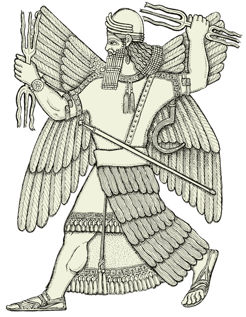 the god
Ninurat has four wings