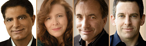 READ about these speakers left to right: Chopra, Houston, Shermer, and Harris
