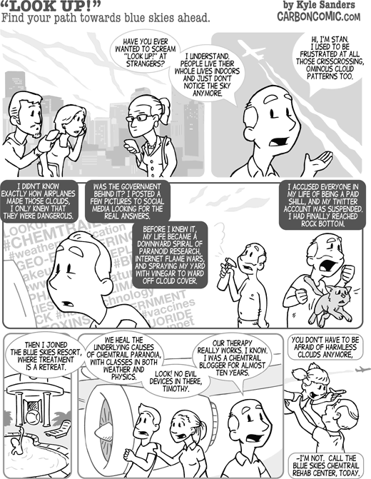 Look Up! Find Your Path Towards Blue Skies Ahead (Carbon Comic by Kyle Sanders in Skeptic magazine issue 19.2)