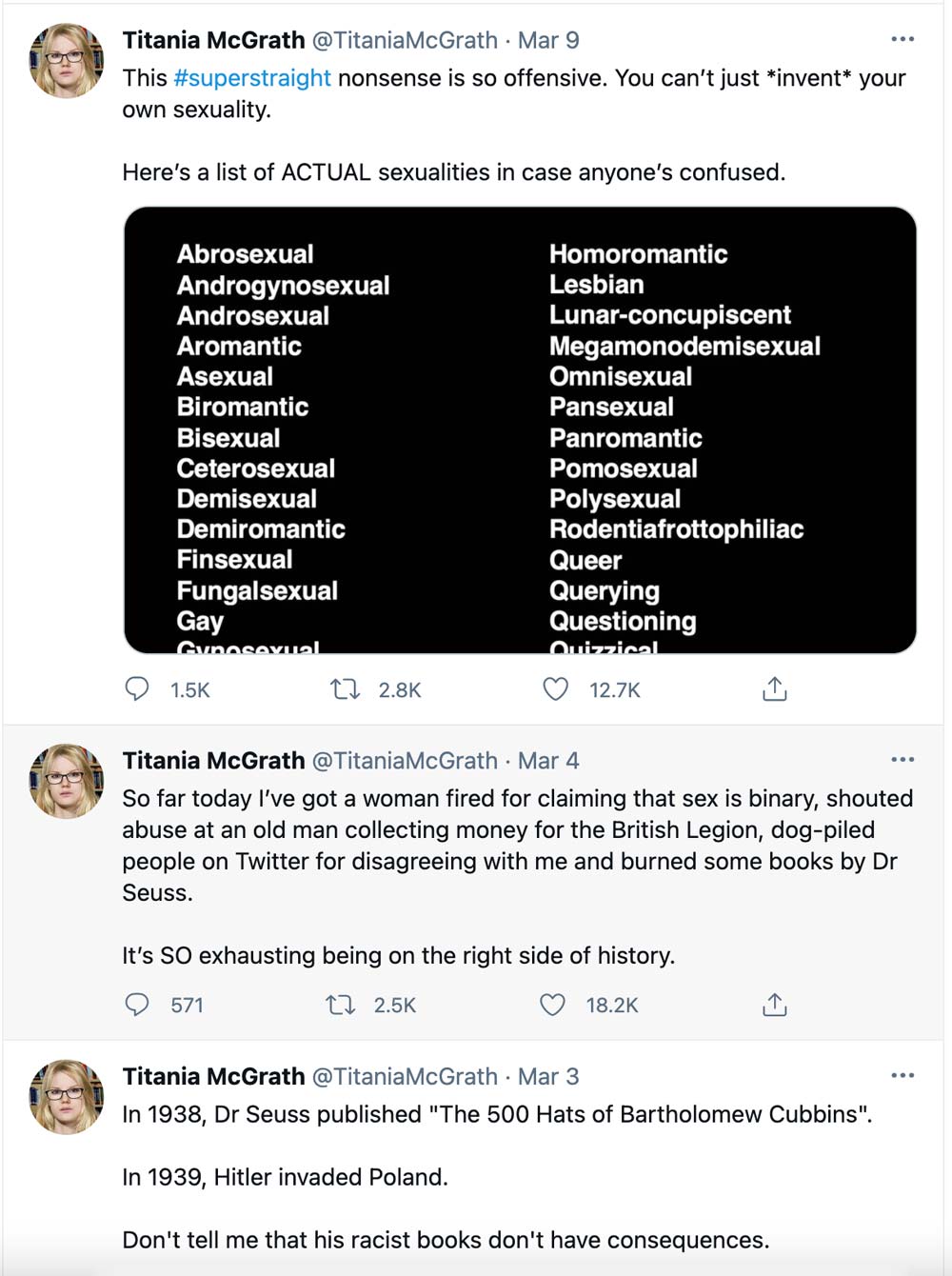 Tweet by Titania McGrath