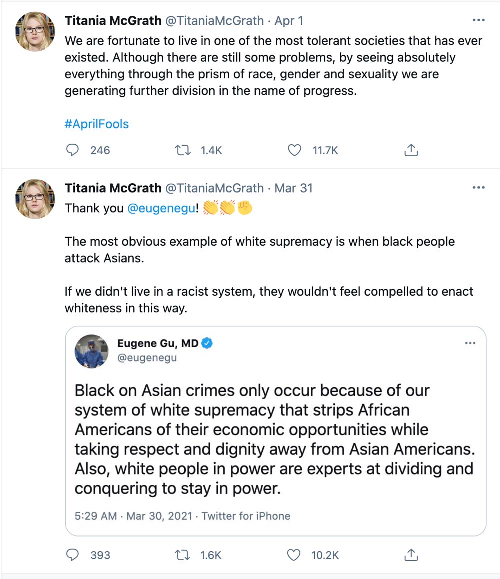 Tweet by Titania McGrath